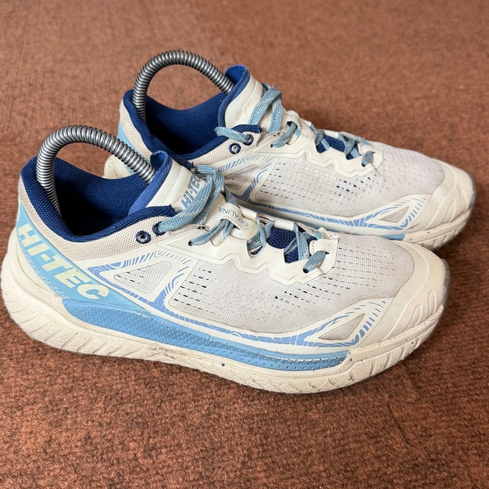 Hi-Tec Catalina Women's SZ 8 Trail Running Shoes White Blue Mesh Sneakers Hiking